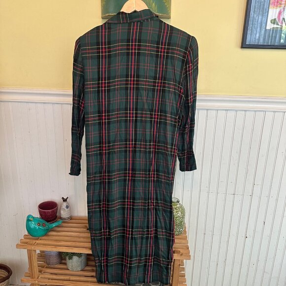 Vintage Jane Street New York Green Plaid Button-Down Midi Dress With Pockets Siz - Picture 2 of 10
